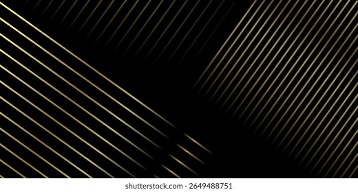 Luxury invitation card background vector. Golden elegant geometric shape, gold lines gradient on dark background. Premium design illustration.