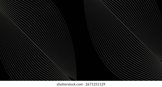 Vector de fondo de tarjeta de invitación de lujo. Patrón de línea de oro ondulado elegante dorado sobre fondo negro. Ilustración de diseño de Premium para boda, Plantilla de portada VIP, gran apertura, volante.