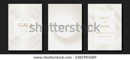 Luxury invitation card background vector. Golden elegant geometric shape, gold line and spot gradient on light background. Premium design illustration for gala card, grand opening, party, wedding.