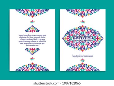 Luxury invitation card design with floral pattern. Vintage ornament template. Can be used for background and wallpaper. Elegant and classic vector elements great for decoration.