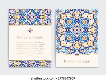 Luxury invitation card design with vector mandala pattern. Vintage ornament template. Can be used for background and wallpaper. Elegant and classic vector elements great for decoration.