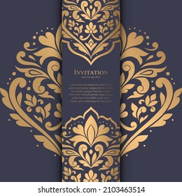 Luxury invitation card design with vector paisley pattern. Vintage ornament template. Can be used for background and wallpaper. Elegant and classic vector elements great for decoration.