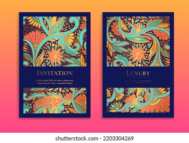 Luxury invitation card design with vector ornament pattern. Vintage template. Can be used for background and wallpaper. Elegant and classic vector elements great for decoration.