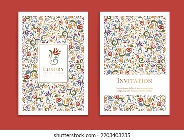 Luxury invitation card design with vector ornament pattern. Vintage template. Can be used for background and wallpaper. Elegant and classic vector elements great for decoration.