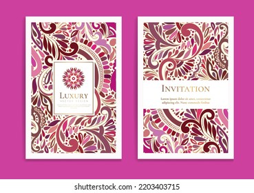 Luxury invitation card design with vector ornament pattern. Vintage template. Can be used for background and wallpaper. Elegant and classic vector elements great for decoration.