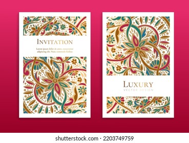 Luxury invitation card design with vector ornament pattern. Vintage template. Can be used for background and wallpaper. Elegant and classic vector elements great for decoration.