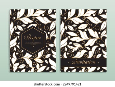 Luxury invitation card design with vector golden ornament pattern. Vintage template. Can be used for background and wallpaper. Elegant and classic vector elements great for decoration.