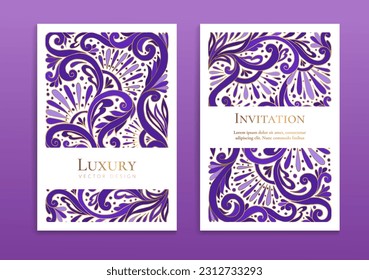 Luxury invitation card design with vector ornament pattern. Vintage template. Can be used for background and wallpaper. Elegant and classic vector elements great for decoration.