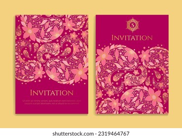 Luxury invitation card design with vector ornament pattern. Vintage template. Can be used for background and wallpaper. Elegant and classic vector elements great for decoration.