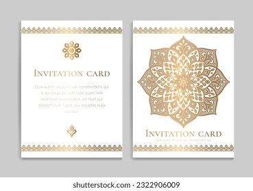 Luxury invitation card design with vector mandala pattern. Vintage ornament template. Can be used for background and wallpaper. Elegant and classic vector elements great for decoration.