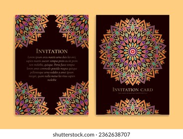 Luxury invitation card design with vector ornament mandala pattern. Vintage template. Can be used for background and wallpaper. Elegant and classic vector elements great for decoration.