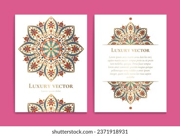 Luxury invitation card design with vector mandala pattern. Vintage ornament template. Can be used for background and wallpaper. Elegant and classic vector elements great for decoration.