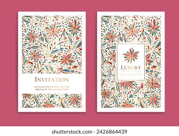 Luxury invitation card design with vector ornament pattern. Vintage template. Can be used for background and wallpaper. Elegant and classic vector elements great for decoration.