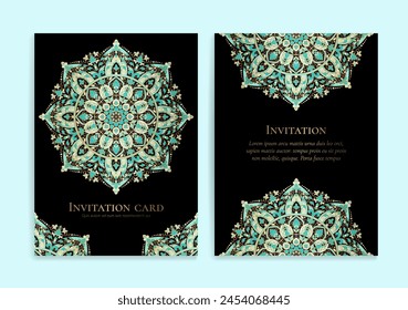 Luxury invitation card design with vector mandala pattern. Vintage ornament template. Can be used for background and wallpaper. Elegant and classic vector elements great for decoration.