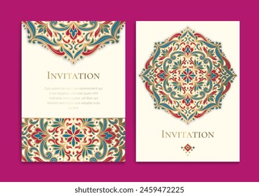 Luxury invitation card design with vector mandala pattern. Vintage ornament template. Can be used for background and wallpaper. Elegant and classic vector elements great for decoration.