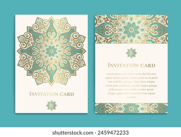 Luxury invitation card design with vector mandala pattern. Vintage ornament template. Can be used for background and wallpaper. Elegant and classic vector elements great for decoration.