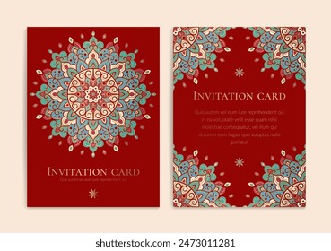 Luxuriöses Einladungskarten-Design mit Vektorgrafik-Mandala-Muster. Klassische Ornament-Vorlage. Kann für Hintergrund und Bildschirmhintergrund verwendet werden. Elegante und klassische Vektorgrafik Elemente, die sich hervorragend für Dekoration eignen.