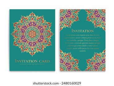 Luxury invitation card design with vector mandala pattern. Vintage ornament template. Can be used for background and wallpaper. Elegant and classic vector elements great for decoration.