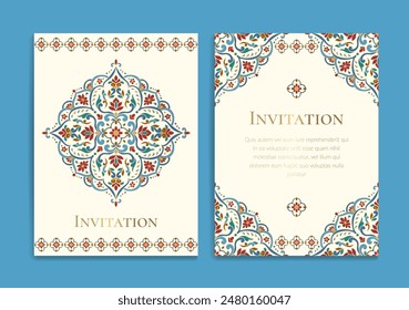 Luxury invitation card design with vector mandala pattern. Vintage ornament template. Can be used for background and wallpaper. Elegant and classic vector elements great for decoration.