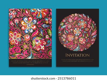 Design de cartão de convite de luxo com padrão de mandala de vetor. Modelo de ornamento vintage. Pode ser usado para fundo e papel de parede. Elementos vetoriais elegantes e clássicos ótimos para decoração.