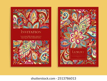 Luxury invitation card design with vector mandala pattern. Vintage ornament template. Can be used for background and wallpaper. Elegant and classic vector elements great for decoration.