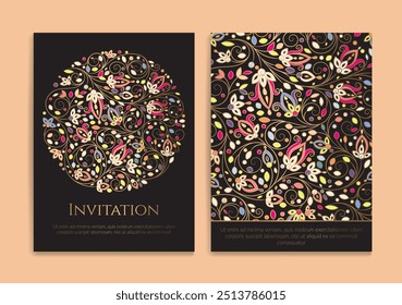 Diseño de tarjeta de invitación de lujo con patrón de mandala de Vector. Plantilla de adorno de Antiguas. Puede ser utilizado para el fondo y el Fondo de pantalla. Elegantes y clásicos Elementos de Vector ideales para la decoración.