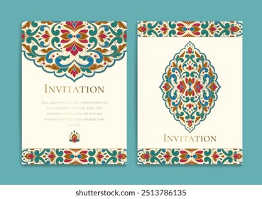 Luxury invitation card design with vector mandala pattern. Vintage ornament template. Can be used for background and wallpaper. Elegant and classic vector elements great for decoration.