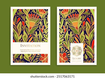 Luxury invitation card design with vector ornament pattern. Vintage template. Can be used for background and wallpaper. Elegant and classic vector elements great for decoration.