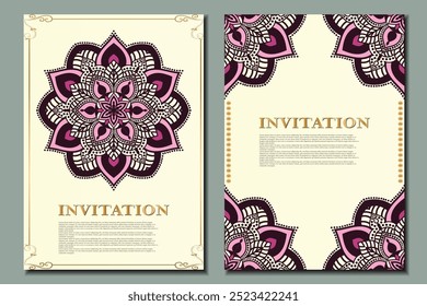 Luxury invitation card design with vector mandala pattern. Vintage ornament template. Can be used for background and wallpaper. Elegant and classic vector elements great for decoration, vector art