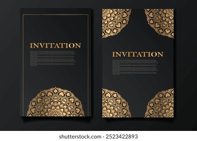 Luxury invitation card design with vector mandala pattern. Vintage ornament template. Can be used for background and wallpaper. Elegant and classic vector elements great for decoration, vector art