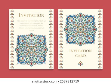 Luxury invitation card design with vector mandala pattern. Vintage ornament template. Can be used for background and wallpaper. Elegant and classic vector elements great for decoration.