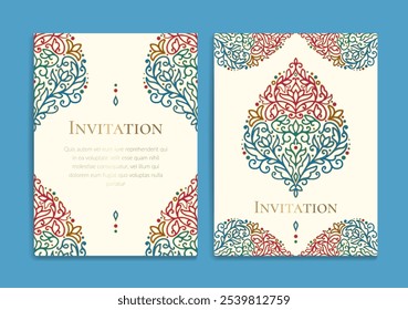 Luxury invitation card design with vector mandala pattern. Vintage ornament template. Can be used for background and wallpaper. Elegant and classic vector elements great for decoration.