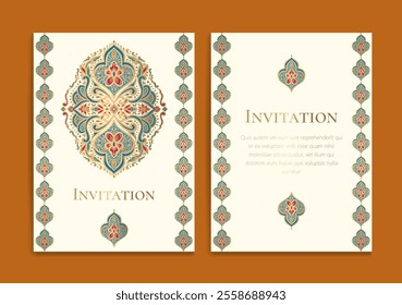 Luxury invitation card design with vector mandala pattern. Vintage ornament template. Can be used for background and wallpaper. Elegant and classic vector elements great for decoration.