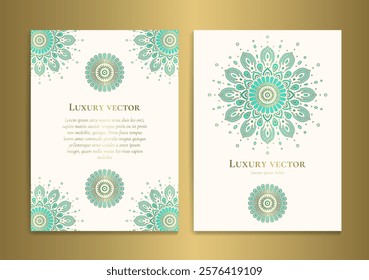 Luxury invitation card design with vector mandala pattern. Vintage ornament template. Can be used for background and wallpaper. Elegant and classic vector elements great for decoration.
