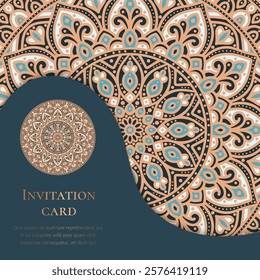Luxury invitation card design with vector mandala pattern. Vintage ornament template. Can be used for background and wallpaper. Elegant and classic vector elements great for decoration.