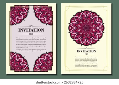 Luxury invitation card design with vector mandala pattern. Vintage ornament template. Can be used for Invitation wallpaper. Elegant and classic vector elements great for decoration, vector art