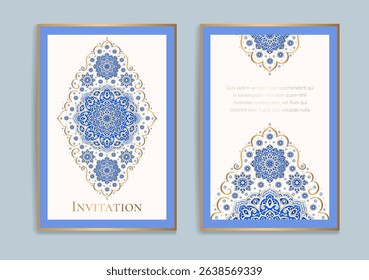 Luxury invitation card design with vector mandala pattern. Vintage ornament template. Can be used for background and wallpaper. Elegant and classic vector elements great for decoration.