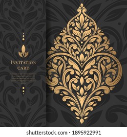 Luxury invitation card design. Vintage ornament template. Can be used for background and wallpaper. Elegant and classic vector elements great for decoration.