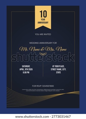 Luxury invitation card template for wedding anniversary. Exclusive invitation template for event.