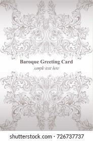 Luxury invitation card Vector. Royal victorian pattern ornament. Rich rococo backgrounds. Pale lavender colors