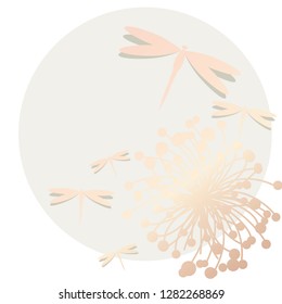 Luxury invitation cards with dragonfly. Vector background