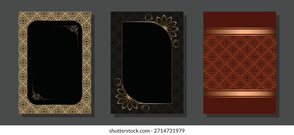 Luxury invitation design with pattern and gold line. Collection of luxury cover. Suit for invitation card, cover, award, and others
