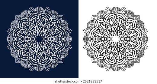 Diseño de flores de invitación de lujo con patrón de mandala de Vector