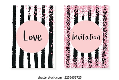 Luxury Invitation. Stripe Carnival Invite. Explosion Wallpaper Set. Glittery Particles. Pink Simple Design. Golden Birthday Magazine. White Retro Card. Stripe Luxury Invitation