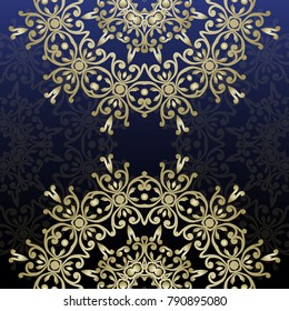 Luxury invitation template with decorative mandala. Golden lace ornament with place for text. For invitation or presrnt card, vintage booklet, web backgrounds