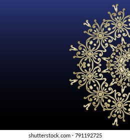 Luxury invitation template with decorative mandala. Golden lace ornament with place for text. For invitation or present card, vintage booklet, web backgrounds