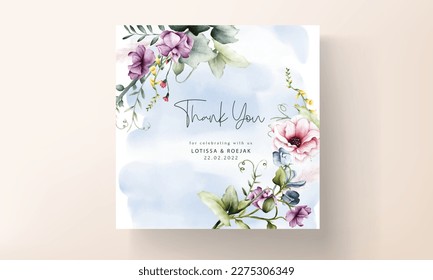 luxury invitation template with floral watercolor