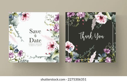 luxury invitation template with floral watercolor