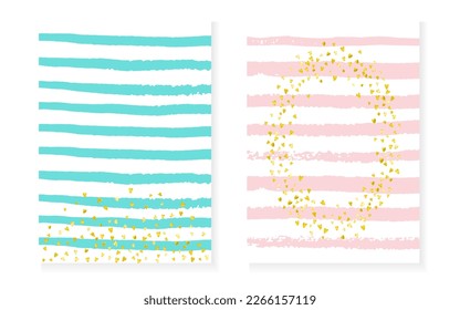 Luxury Invitation. White Glittery Painting. Golden Glowing Illustration. Rose Paint. Turquoise Splatter Element. Pink Dream Concept. Scandinavian Magazine Set. Stripe Luxury Invitation