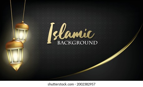 Luxury islamic background, decorative background with an elegant lantern design, with Arabesque Pattern, Ornamental Background